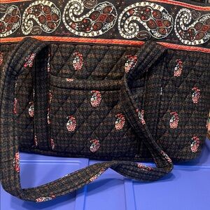 Vera Bradley Houndstooth Black and Red Paisley Retired Shoulder Bag